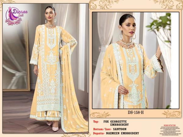 Dinsaa 158 E To H Embroidered Georgette Designer Pakistani Suit Collection